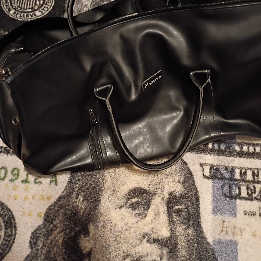 Black Leather Travel Bag for Men